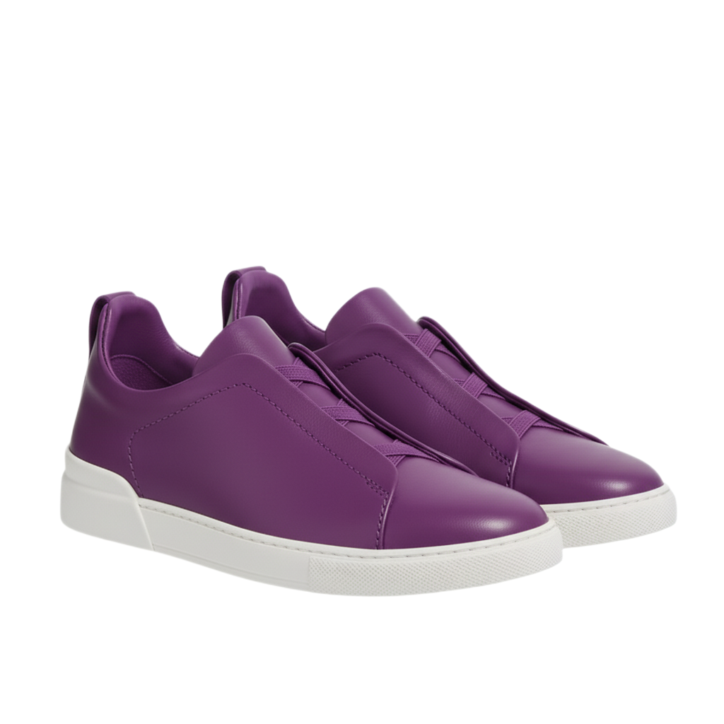 Luxury Edition Triple Stitch Leather Blue Sneaker for Men's