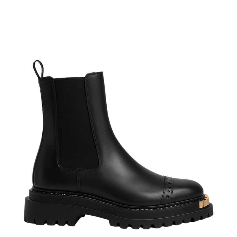 Luxury Ankle Boots for Womens with Gold-accent Toe Detail