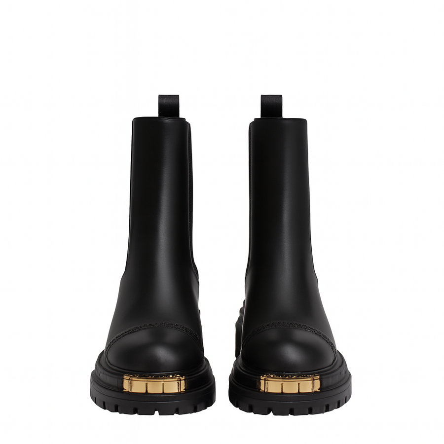 Luxury Ankle Boots for Womens with Gold accent Toe Detail