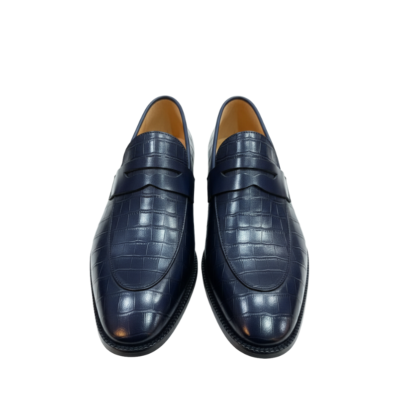 Midnight Croco Textured Luxe Loafers
