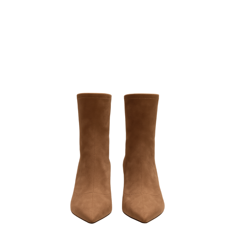 Premium Suede Pointed Toe Ankle Boots with Kitten Heels