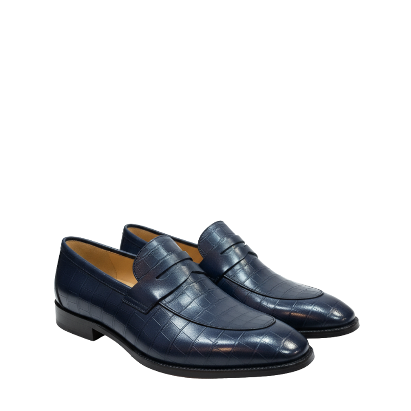 Midnight Croco Textured Luxe Loafers