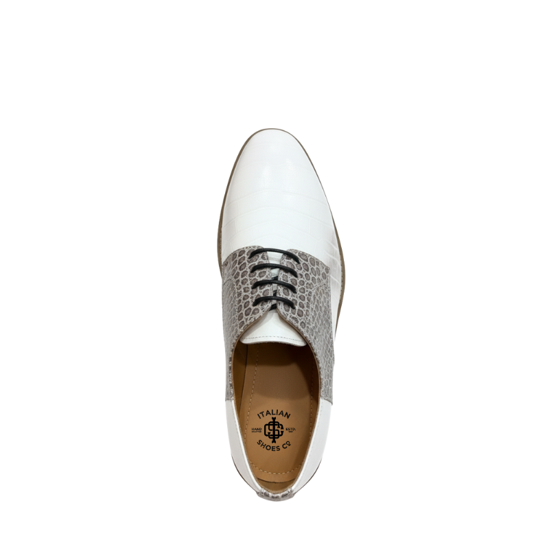Ivory Python-Textured Luxury Derby Shoes