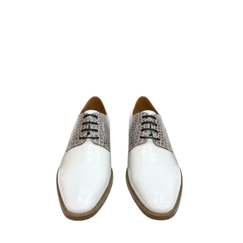 Ivory Python-Textured Luxury Derby Shoes