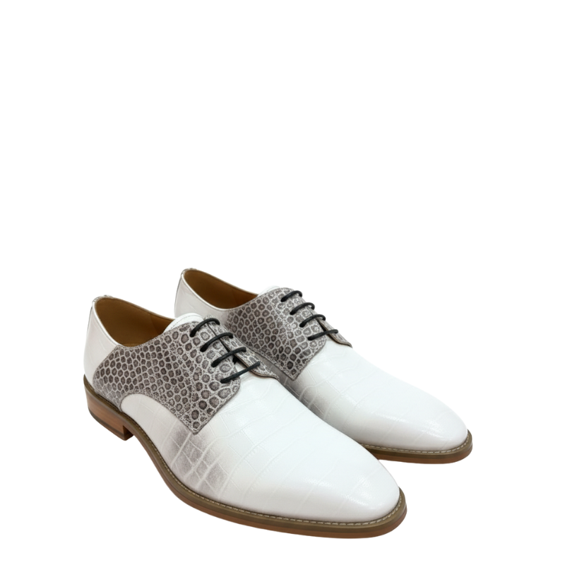 Ivory Python-Textured Luxury Derby Shoes