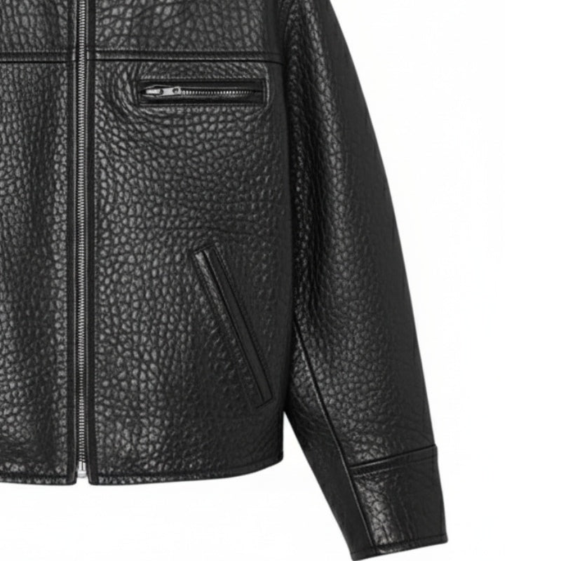 Obsidian Luxe Grain Moto Jacket