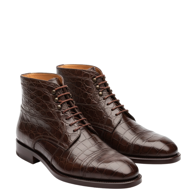 Imperial Mahogany Croc Dress Shoes