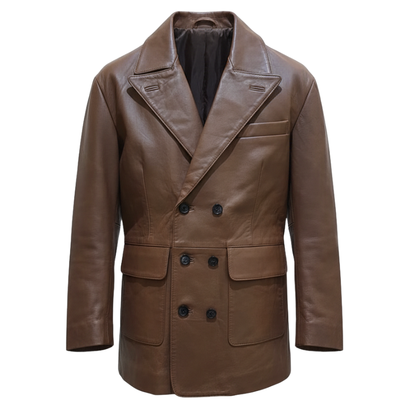 Men's Sovereign Double-Breasted Leather Coat