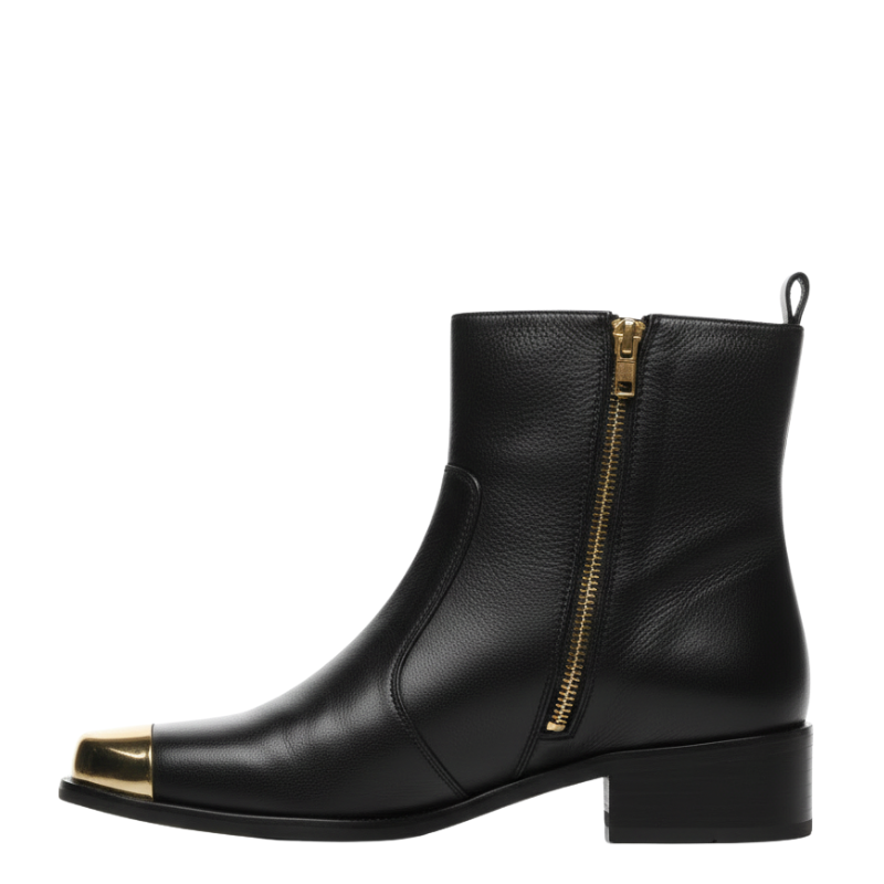 Mens Regal Leather Ankle Boots with Gold Toe