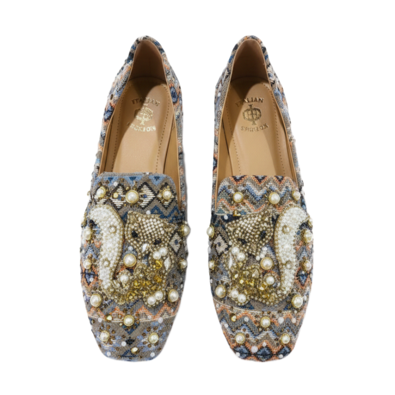 Royal Mosaic Pearl Embroidered Loafers