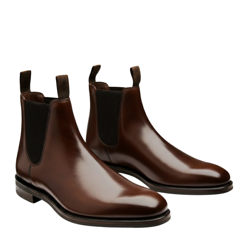 Luxury Mid-Top Pure Solid Leather Chelsea Boot
