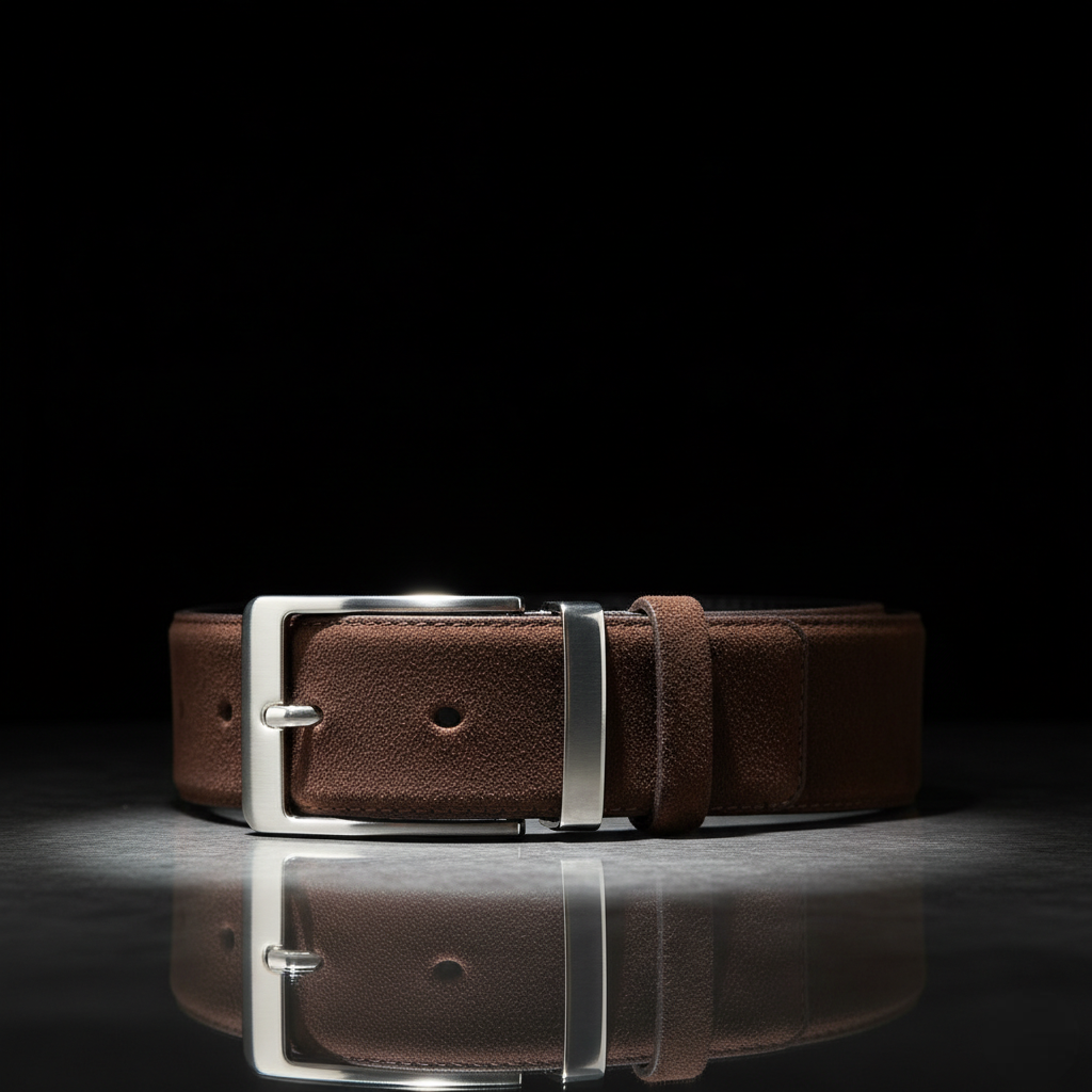 Men Suede Cognac Leather Brown Belt