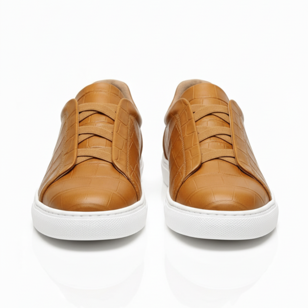 Premium Croc-Embossed Luxe Sneakers
