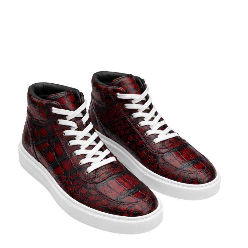 Crimson Python Luxe High-Top Sneakers