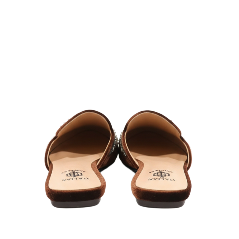 Floral Embroidered Midnight Velvet Mules