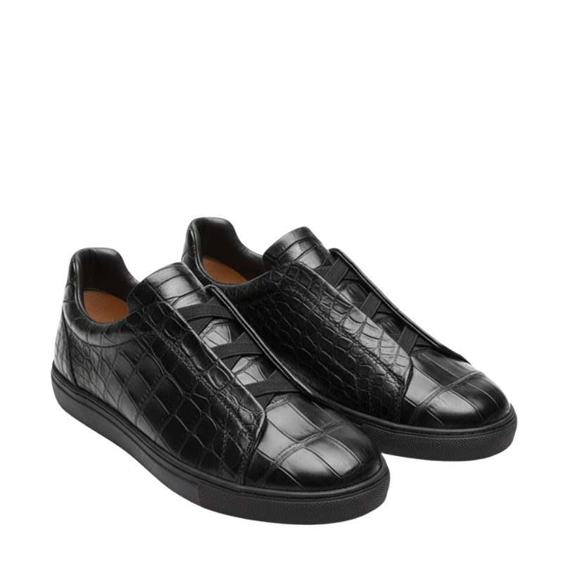 Premium Croc-Embossed Luxe Sneakers