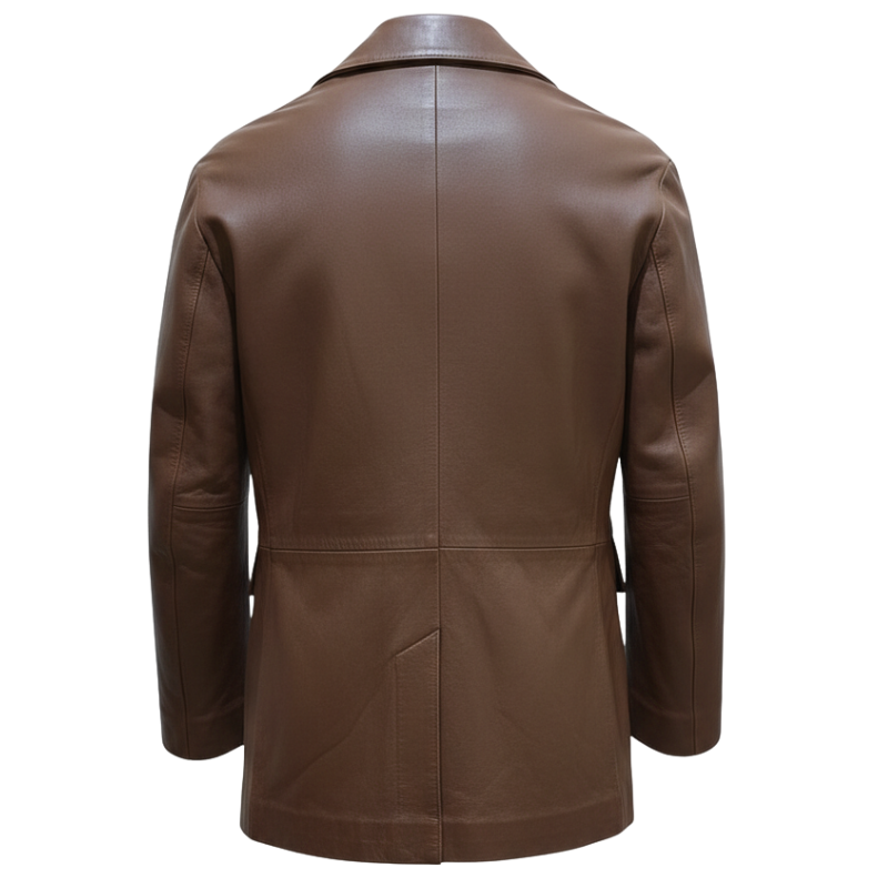 Men's Sovereign Double-Breasted Leather Coat