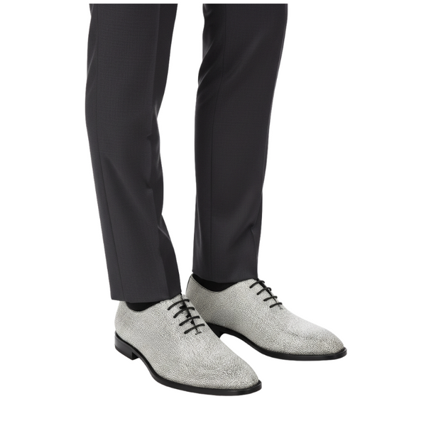 Italian Pebble Exotic Fish Skin Leather Luxe Derby