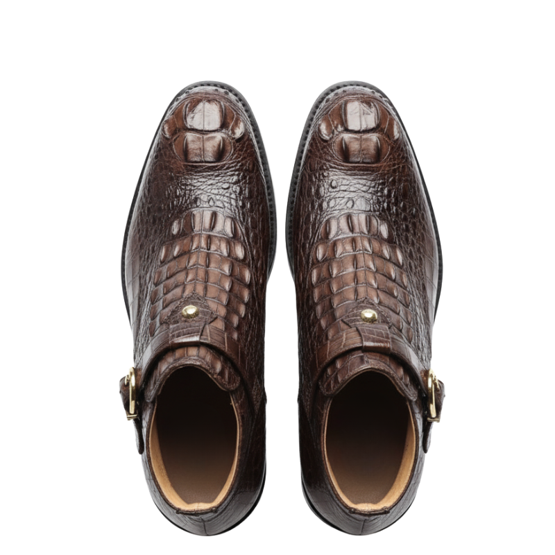 Crocodile Luxe Buckle Ankle Boots