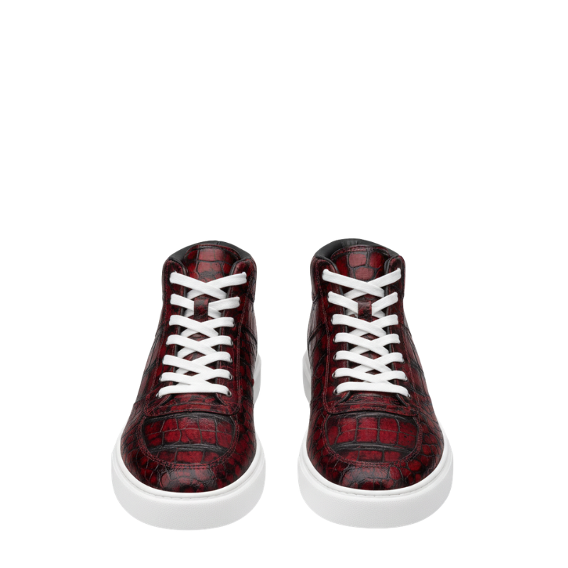 Crimson Python Luxe High-Top Sneakers