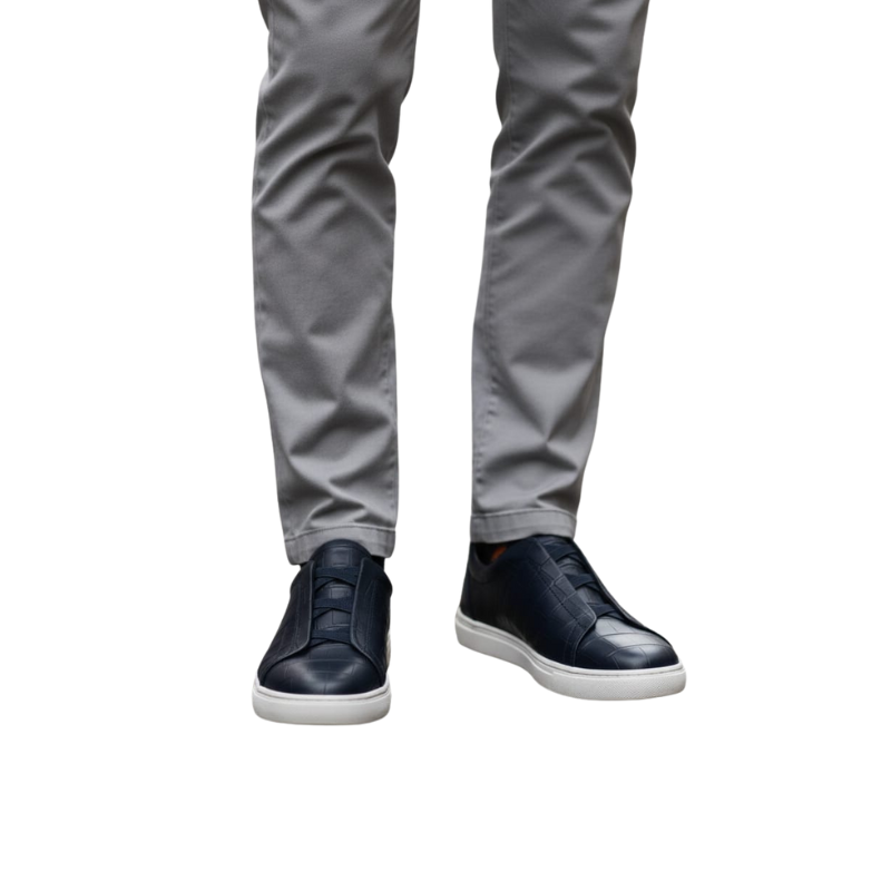 Croc-Embossed Italian Luxe Slip-On Sneakers