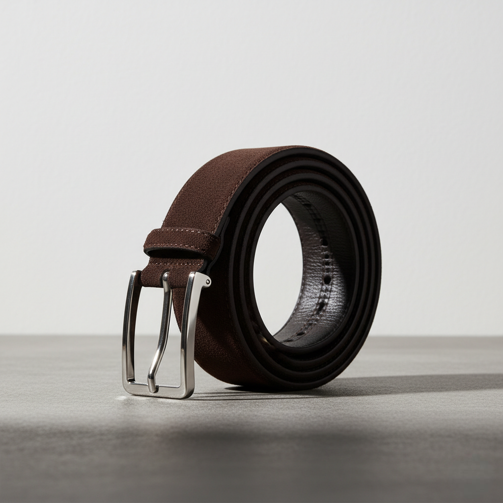 Men Suede Cognac Leather Brown Belt