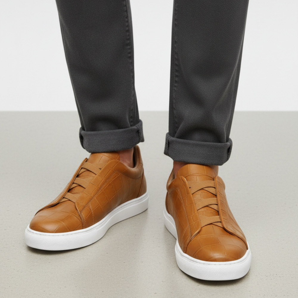 Premium Croc-Embossed Luxe Sneakers