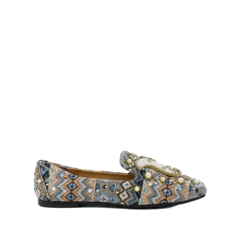 Royal Mosaic Pearl Embroidered Loafers