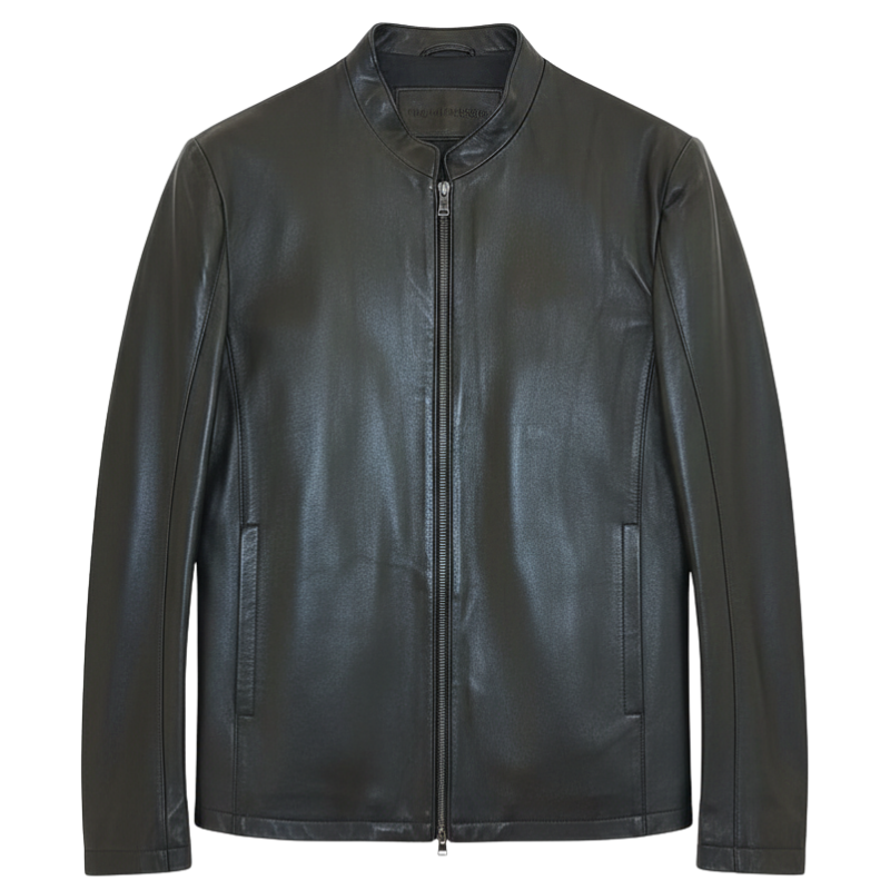Men s Eclipse Band Collar Leather Jacket