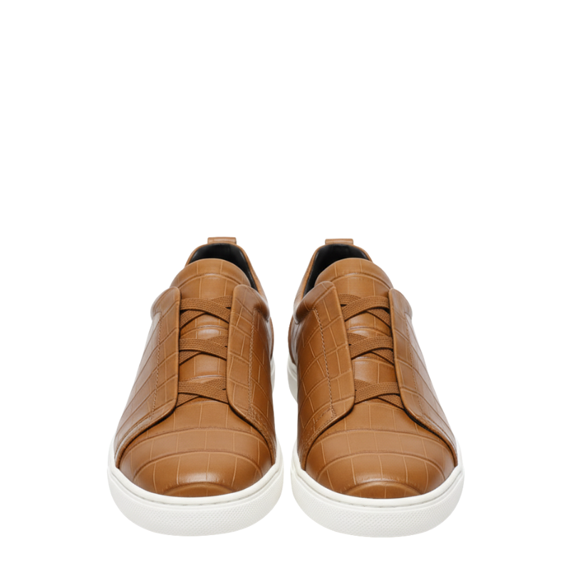 Croc-Embossed Italian Luxe Slip-On Sneakers