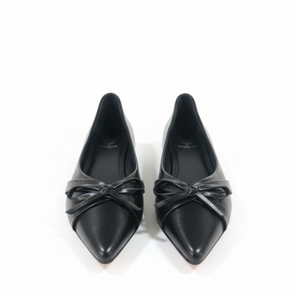 Italian Noir Bow Point Flats Ballerinas