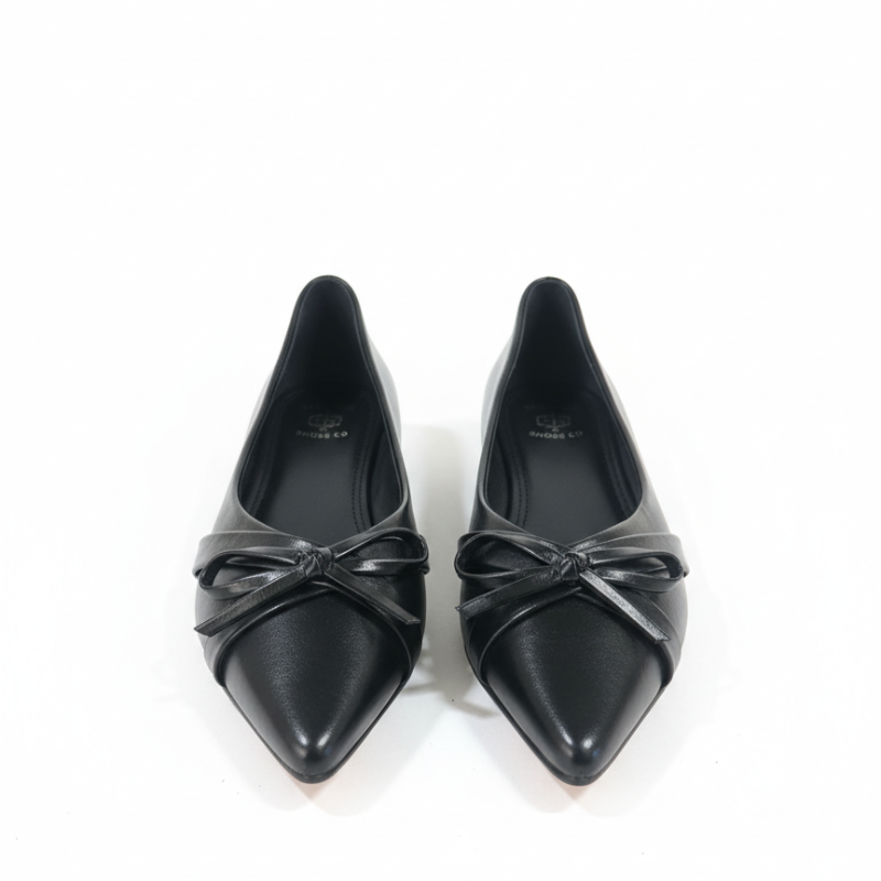 Italian Noir Bow-Point Flats Ballerinas