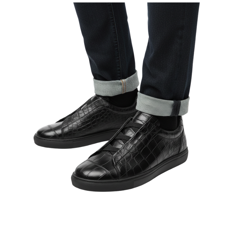 Premium Croc-Embossed Luxe Sneakers