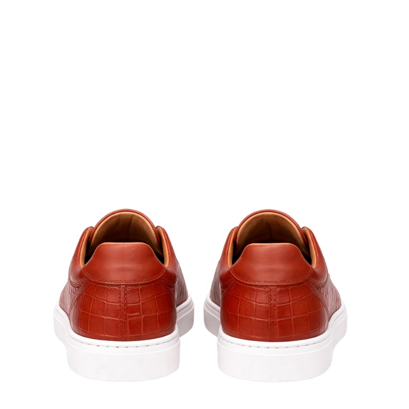Italian Croc-Embossed Lace Shield Sneakers