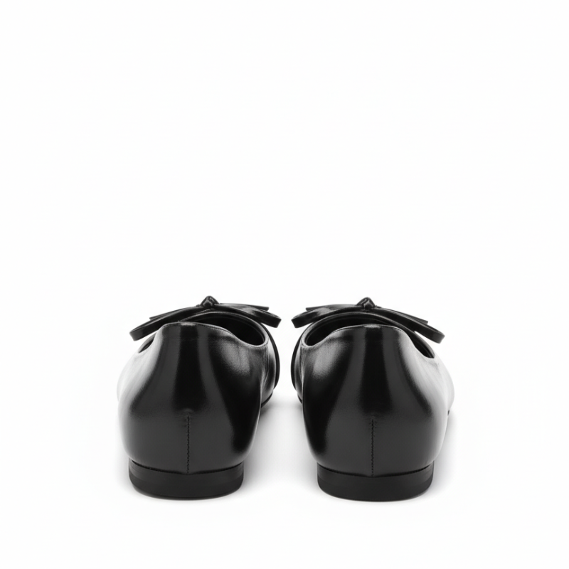 Italian Noir Bow-Point Flats Ballerinas