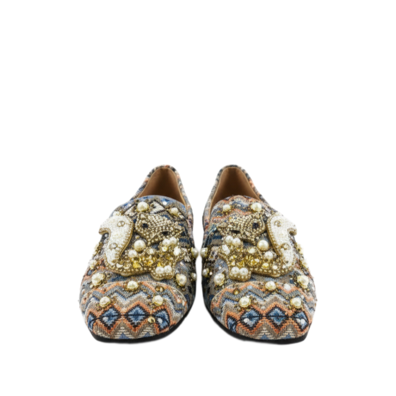 Royal Mosaic Pearl Embroidered Loafers