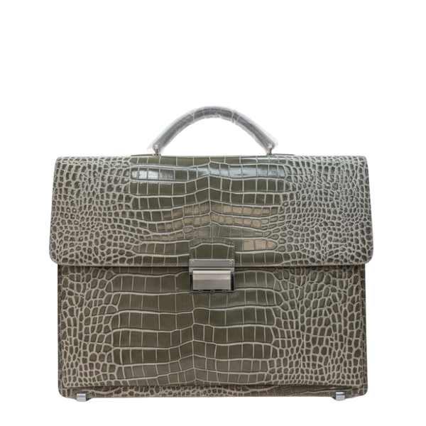 croco Verdant Sovereign Leather Briefcase