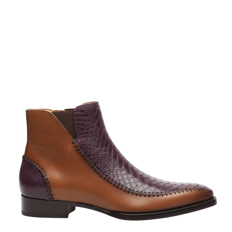 Luxury Reptile-Embossed Leather Ankle Boots