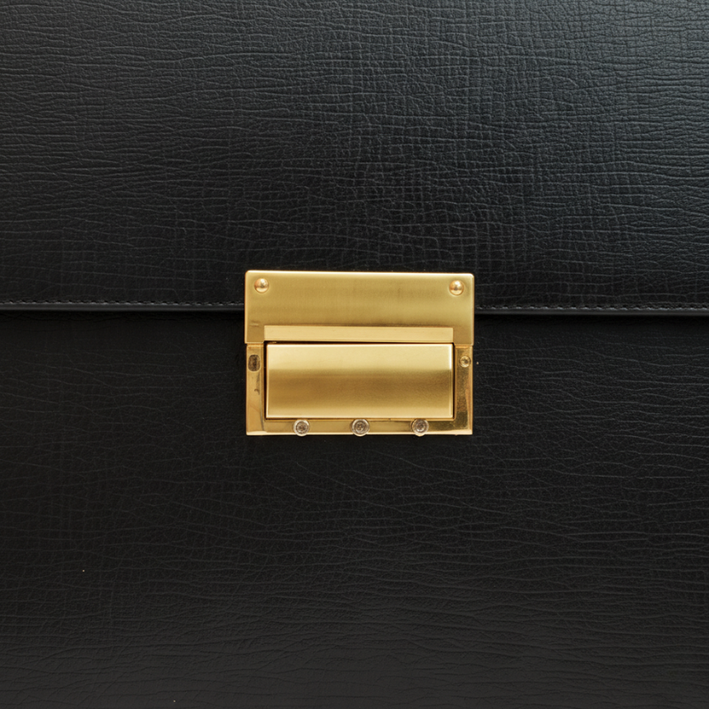 Midnight Gold-Tone Hardware Leather Briefcase
