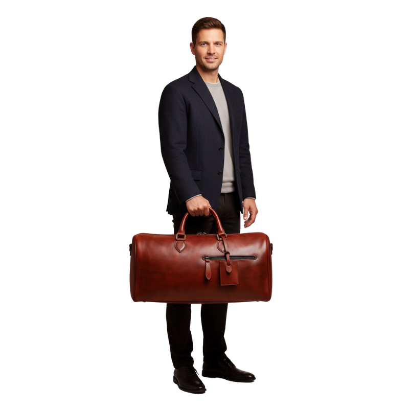 Mahogany Drift Leather Duffle Bag