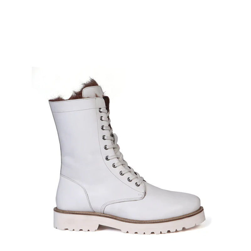 Men Chunky High Leather Ankle White Boot  Italian Shoes Company