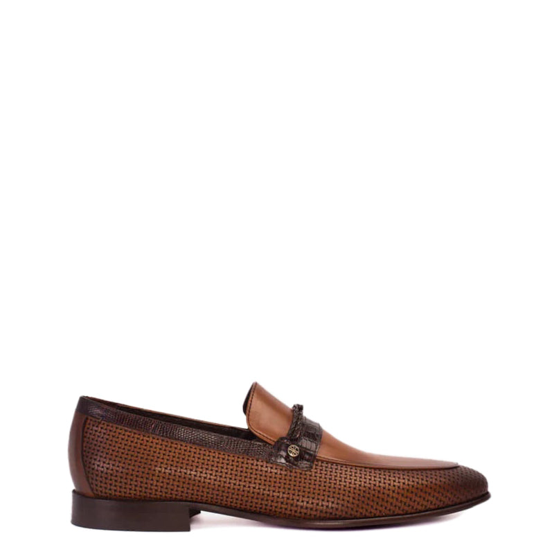 Cavarra Brown Leather Loafer Men Shoes