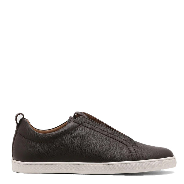 Men Textured Leather Slip On Sneakers