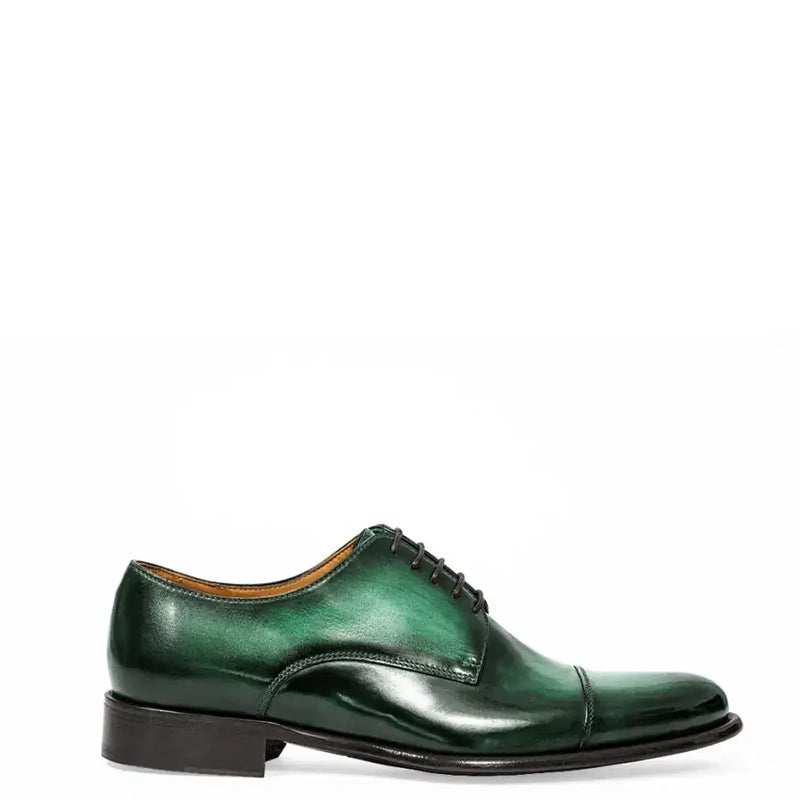 Classic Handmade Shiny Leather Oxford Green Shoe Classic Handmade Shiny Leather Oxford Green Shoe