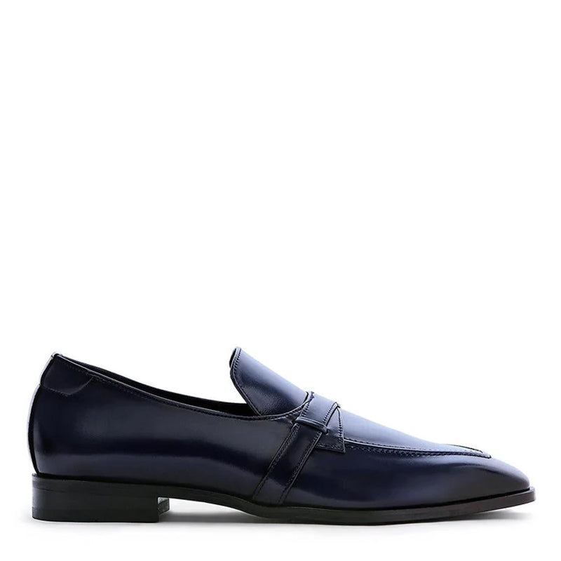 Classic Design Polished Shiny Leather Blue Loafer