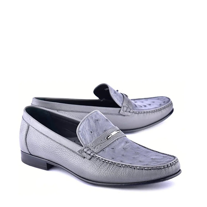 Exotic Ostrich Deer Skin Moccasins Loafers