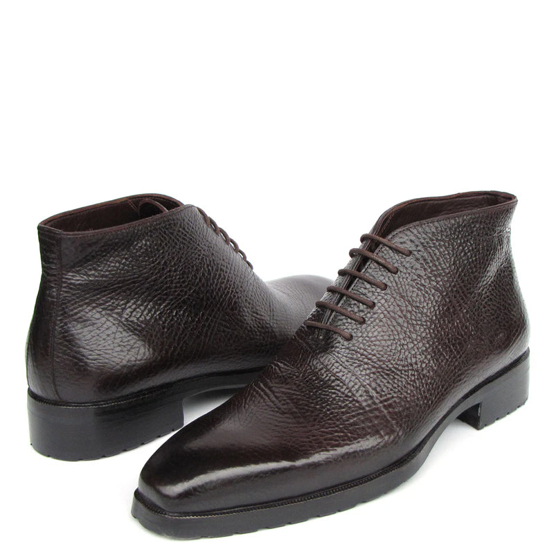 Luxury Handmade Floater Leather Ankle Boot Brown