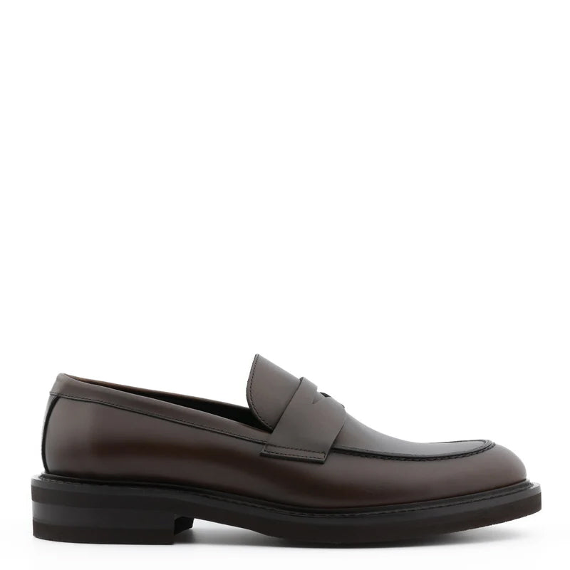 Classic Penny Solid Black Leather Loafers