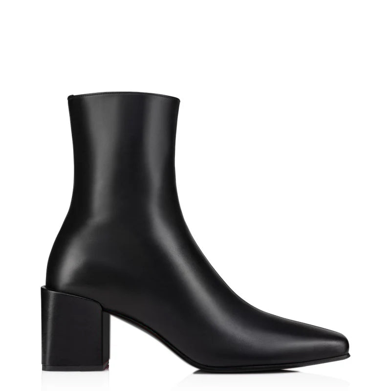 Leather High Heel Side Zipper Ankle Boots