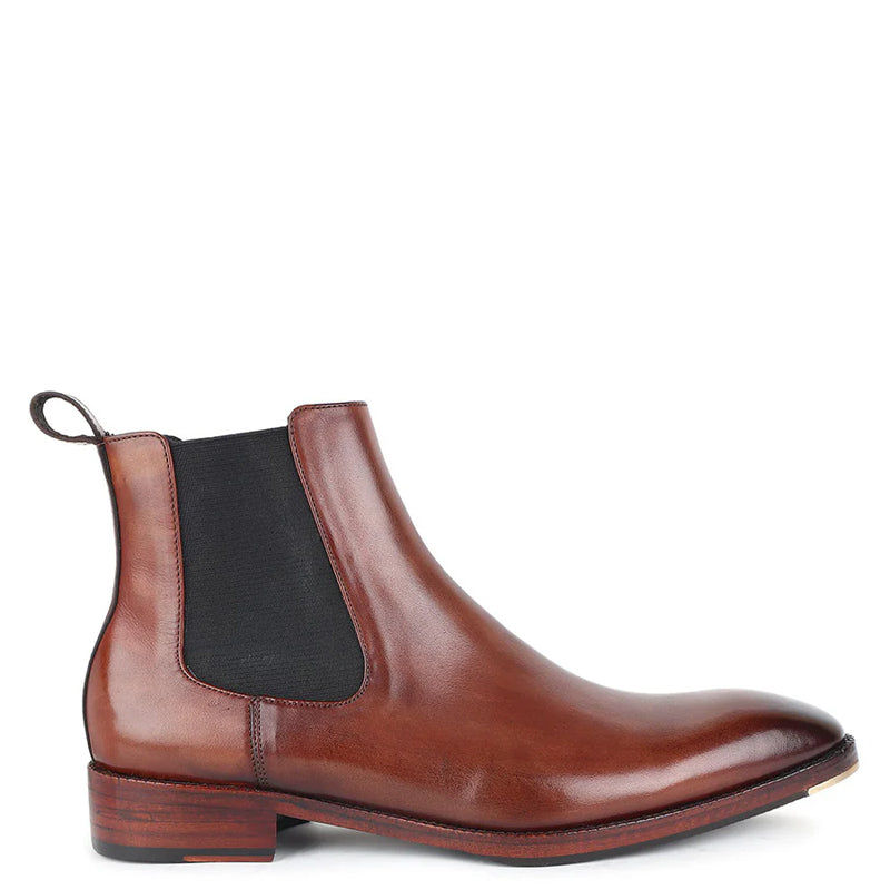 Patina Classic Leather Handmade Chelsea Boot Reddish Brown display picture 1